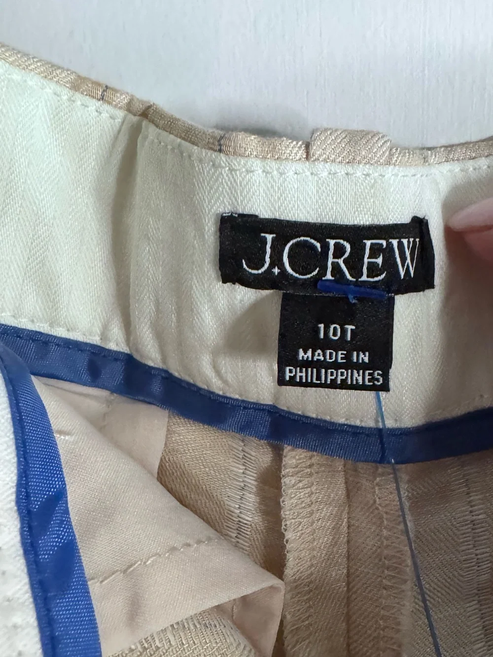J.Crew Linen Blend Pinstripe Wide Leg Trousers Size 10T Tall Beige Work Pants